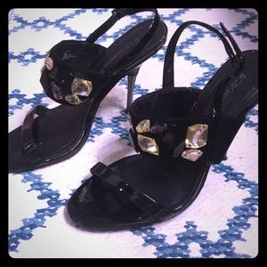 BCBG black velvet and patent leather Size 8